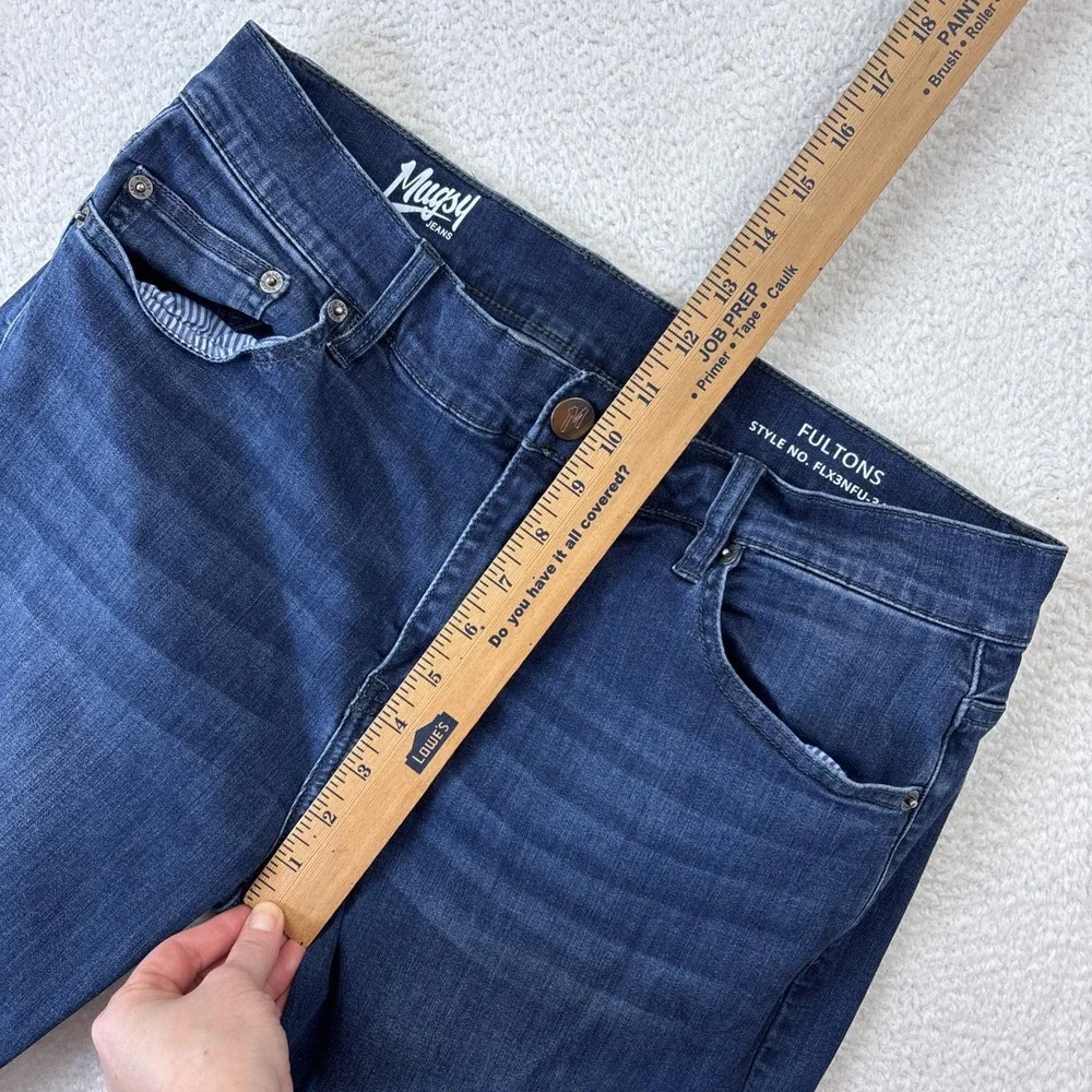 MUGSY Mens 'Fultons' Jeans Size 34/34 Blue Dark Wash Stretch Denim Classic Fit